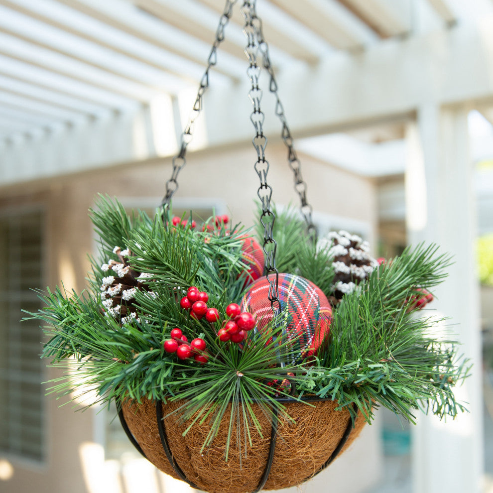 13" Christmas Hanging Basket