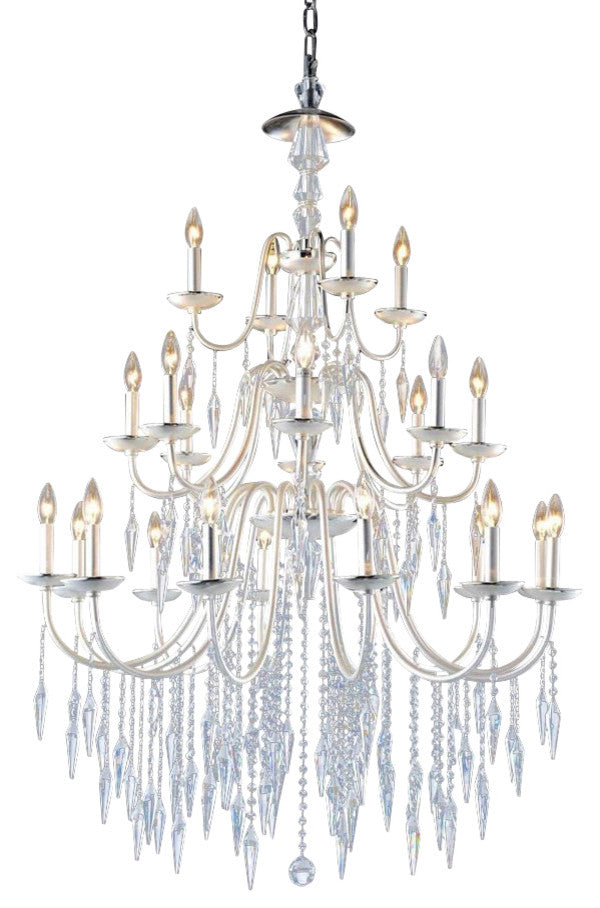 Elegant Gracieux Fixture, Polished Silver Finish With Elegant Cut Crystal