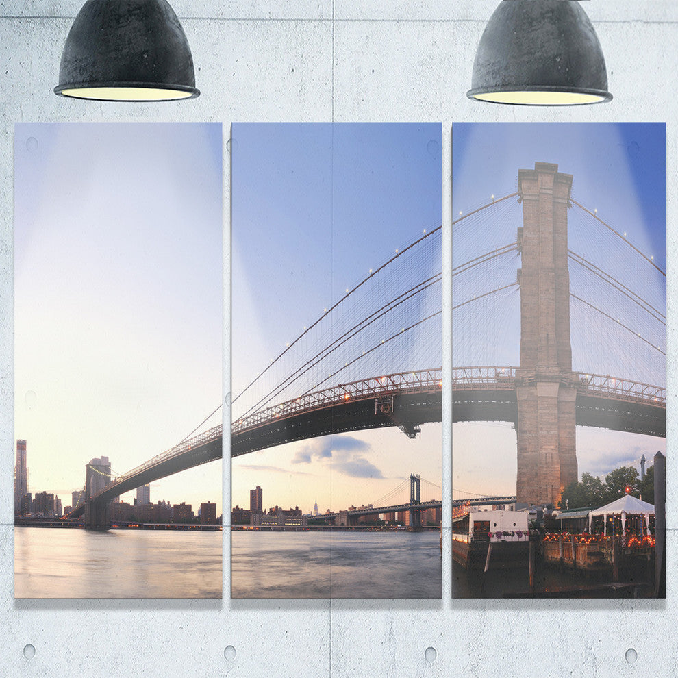"Brooklyn Bridge in New York City" Metal Wall Art, 3 Panels, 36"x28"
