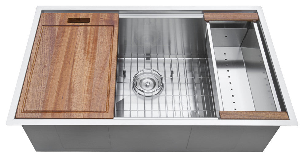 Ruvati 28" Workstation Undermount Stainless Steel Kitchen Sink, RVH8309