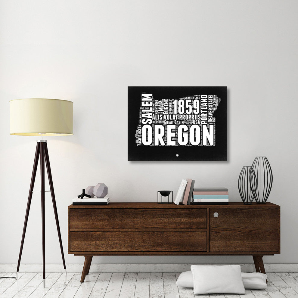 "Oregon Black and White Map" Fine Art Print