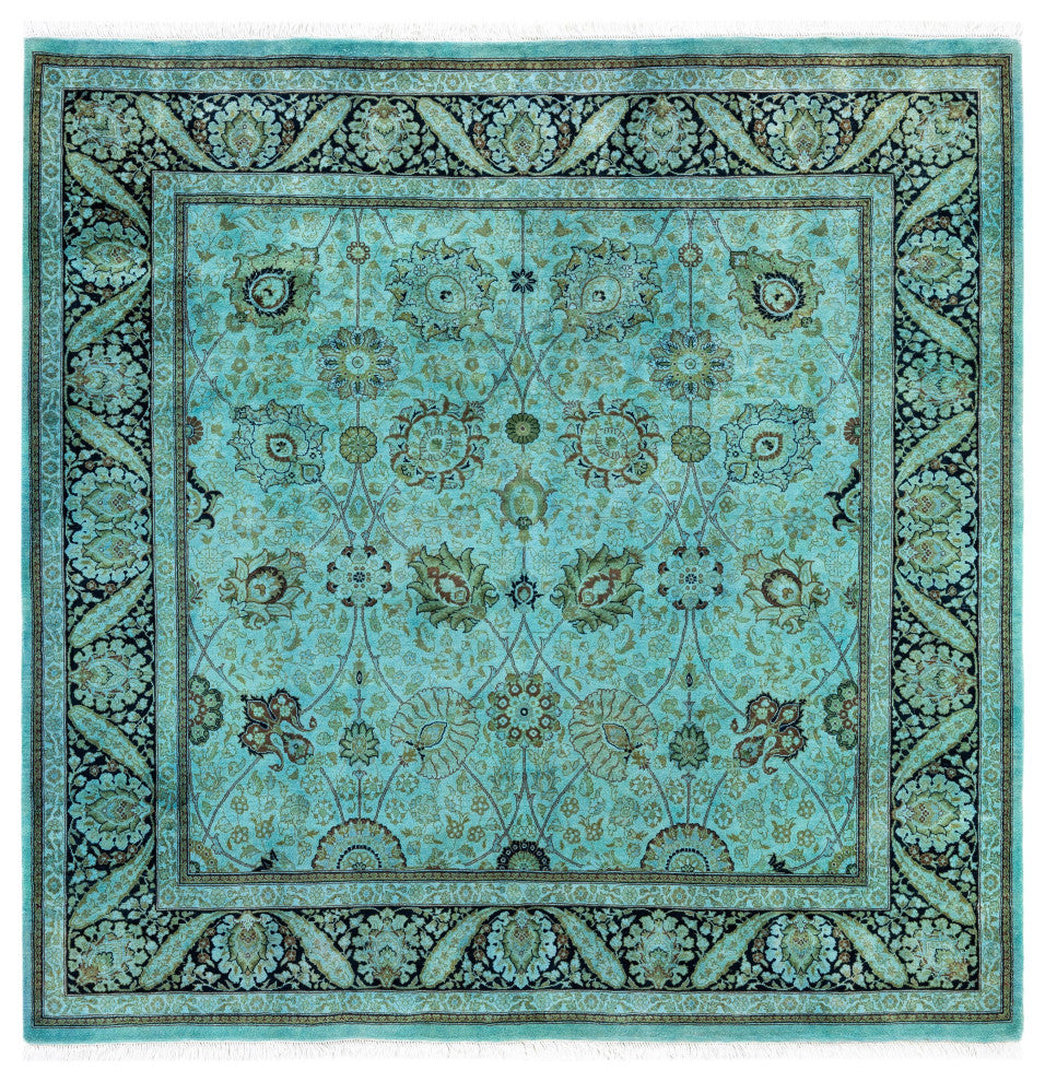Overdyed One-of-a-Kind Hand-Knotted Area Rug Green, 6' 1" x 6' 3"