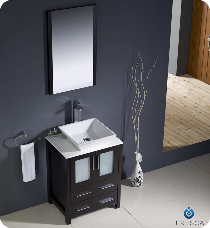 Torino 24" Espresso Modern Bathroom Vanity With Vessel Sink, FFT3112CH