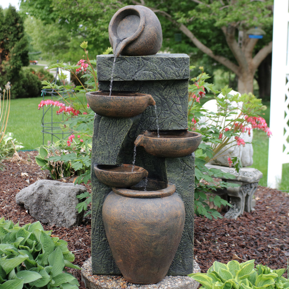 Sunnydaze Cascading Earthenware Pottery Stream Water Fountain, 39"