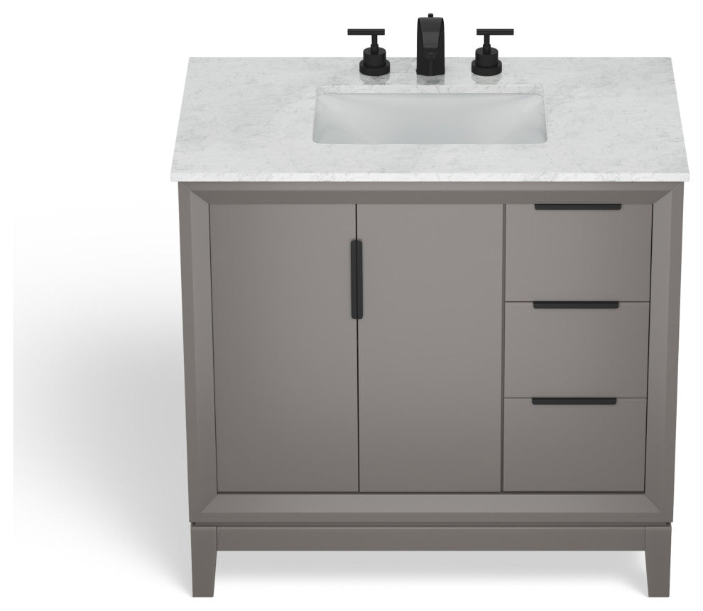 The Ezra Bathroom Vanity, Cashmere Gray, 36", Single Sink, Freestanding