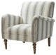 Mid-century Stripe Armchair With Wing Back, Gray