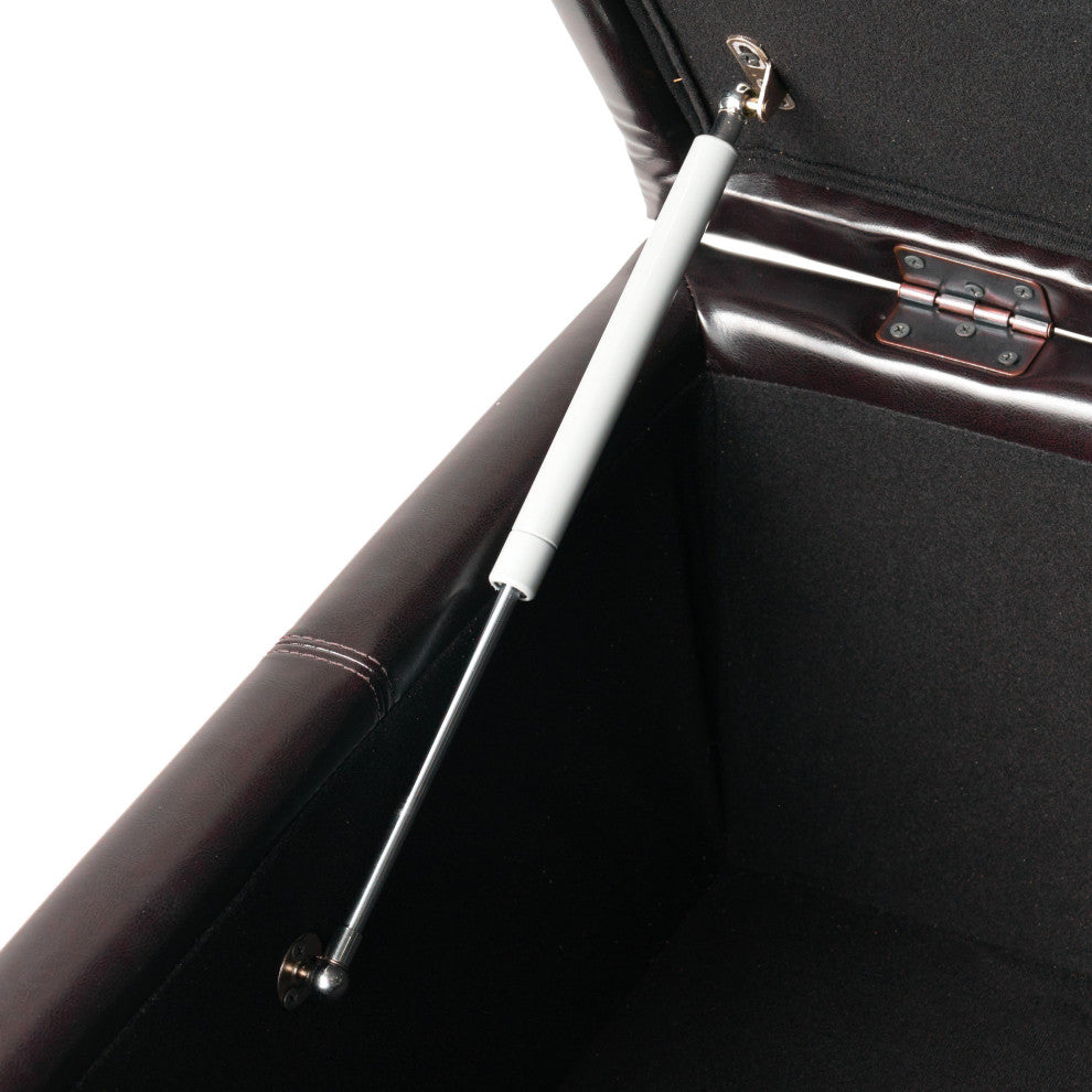 GDF Studio Carlyle Fabric Storage Ottoman, Espresso Leather