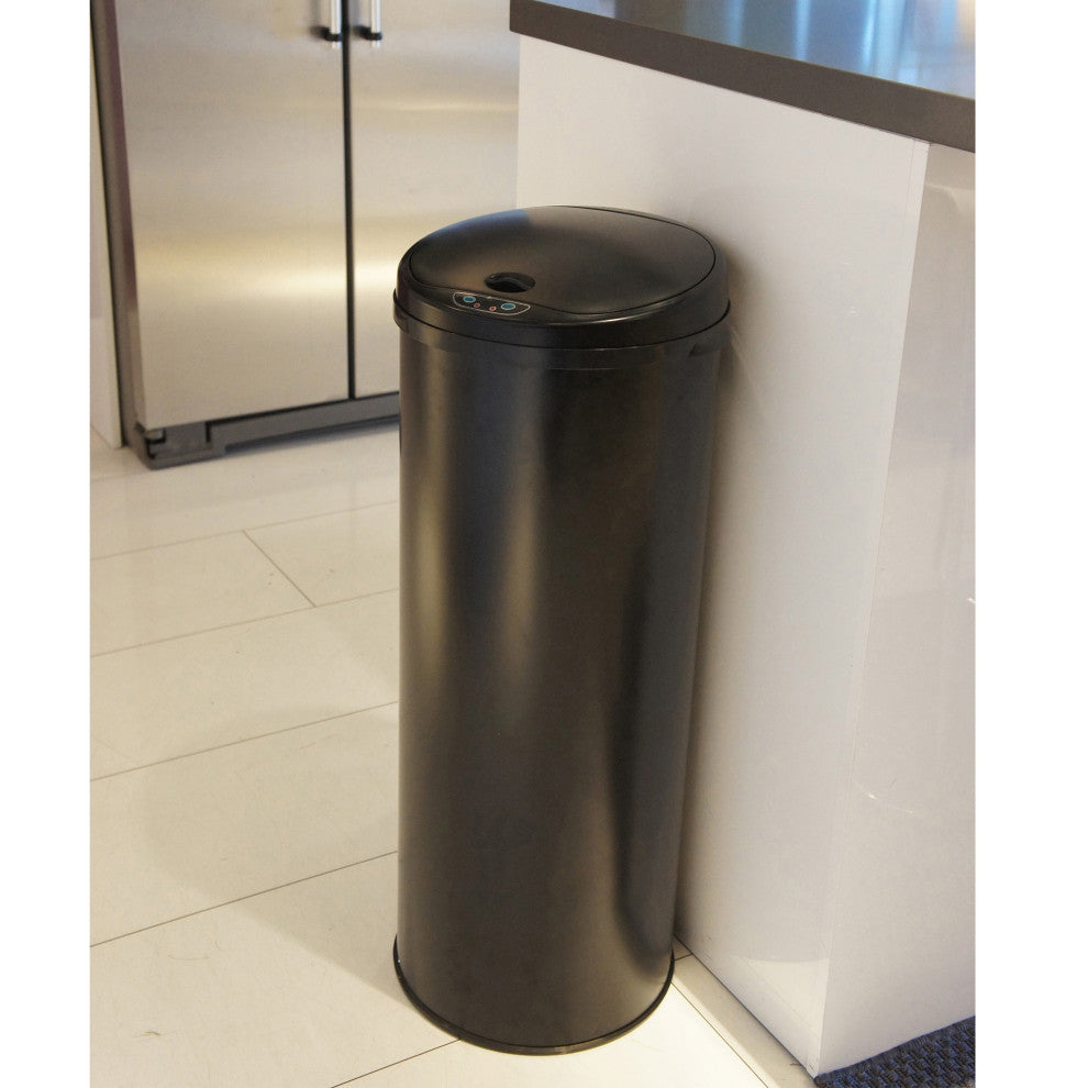 iTouchless Sensor Trash Can with AbsorbX Odor Filter, Black, 13 Gallon