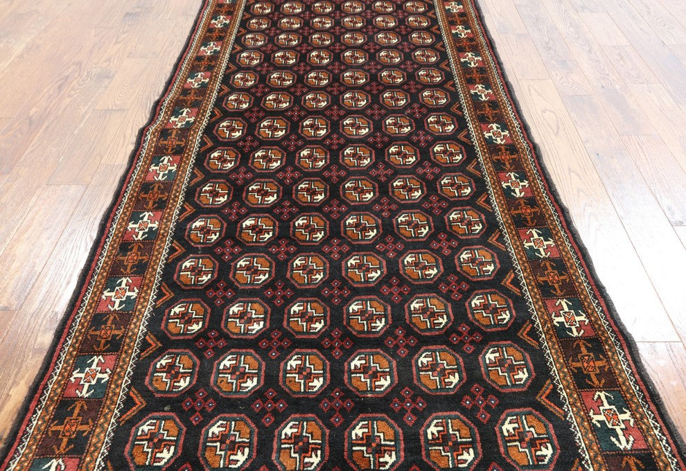 Traditional Persian Balouch Wool Runner 4'x10, W2335