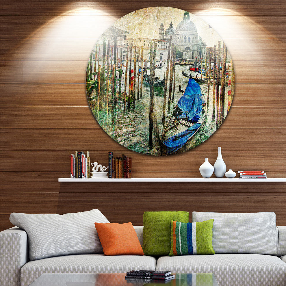 Beautiful Venice, Landscape Round Metal Wall Art, 11"