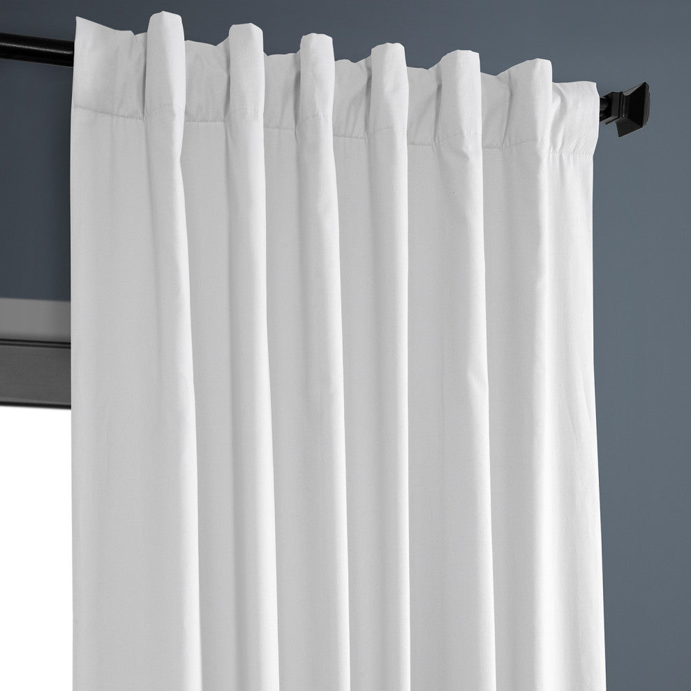 Solid Cotton Blackout Curtain Single Panel, White, 50"x96"
