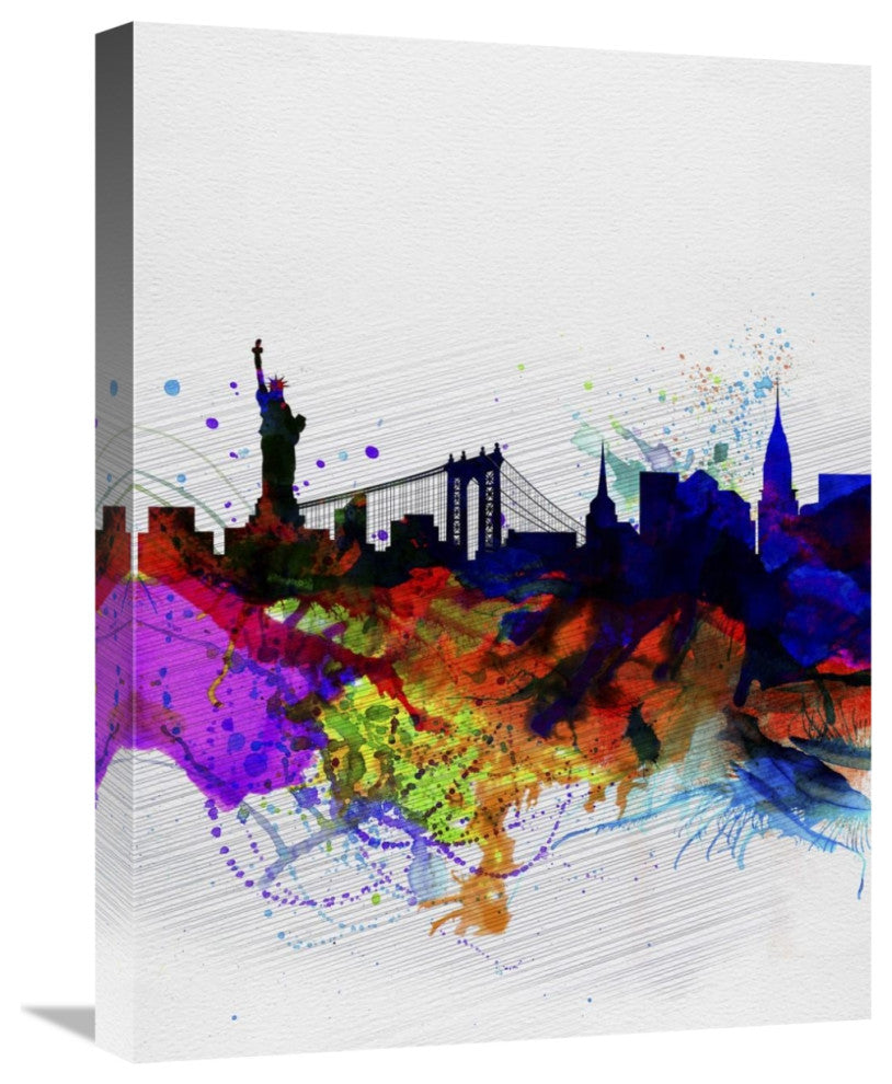 "New York  Watercolor Skyline 1" Fine Art Print