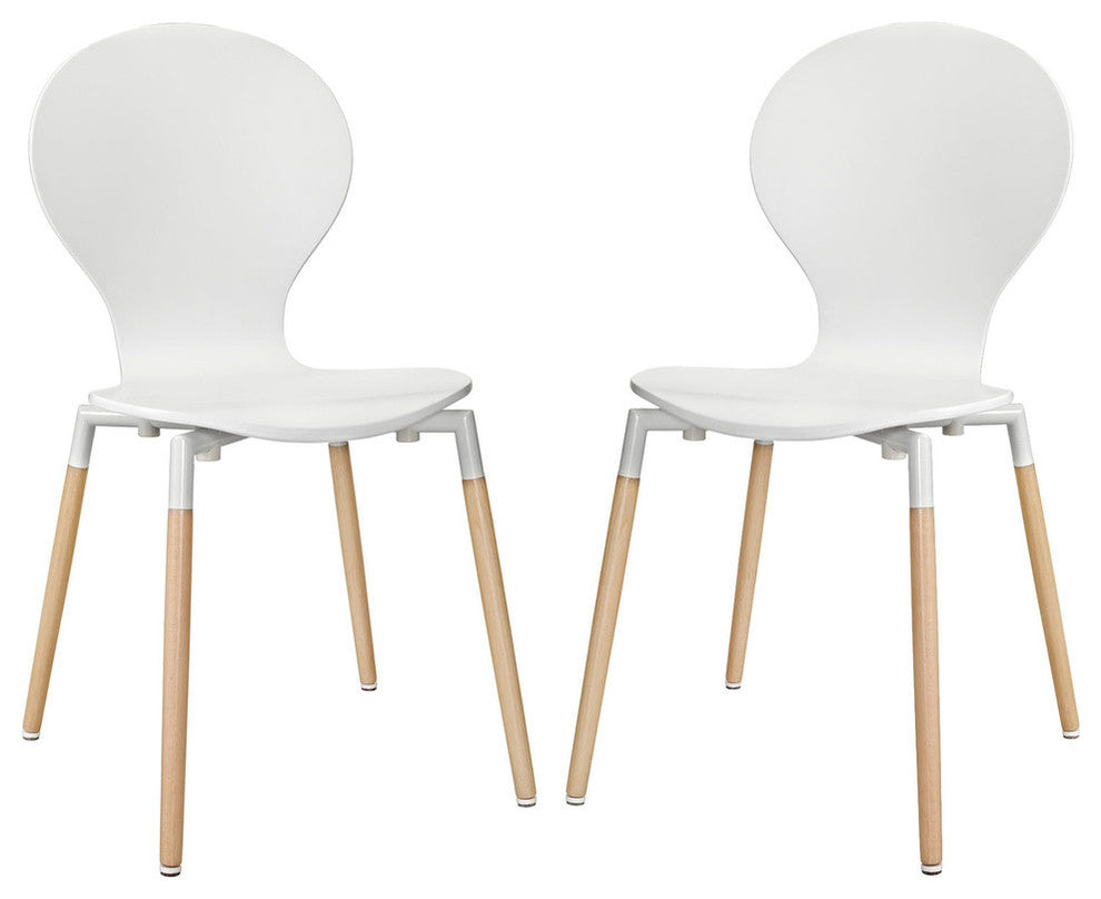 Modern Contemporary Kitchen Wood Dining Chair Set of 2 White