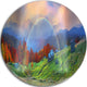 Huts Over Autumn Mountains, Landscape Photo Disc Metal Wall Art, 38"