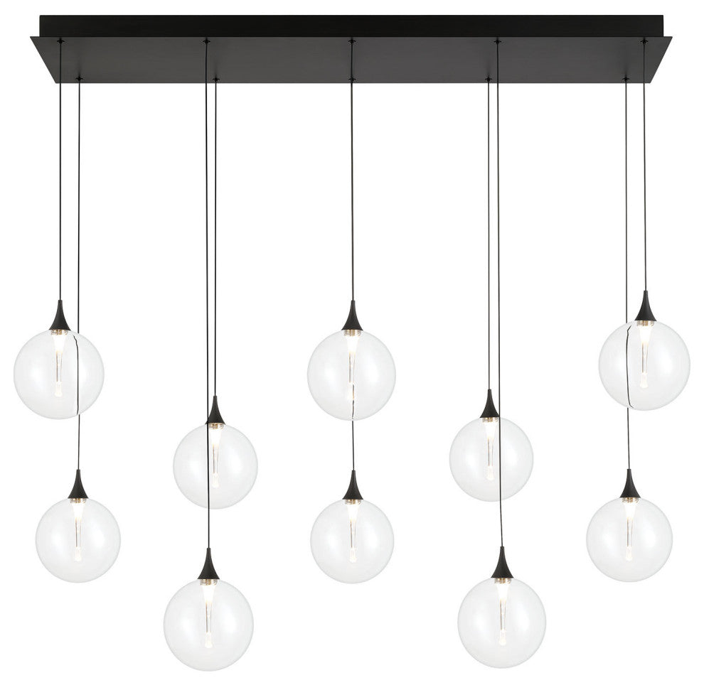 Iissa 10L 47" Black Clear Chandelier