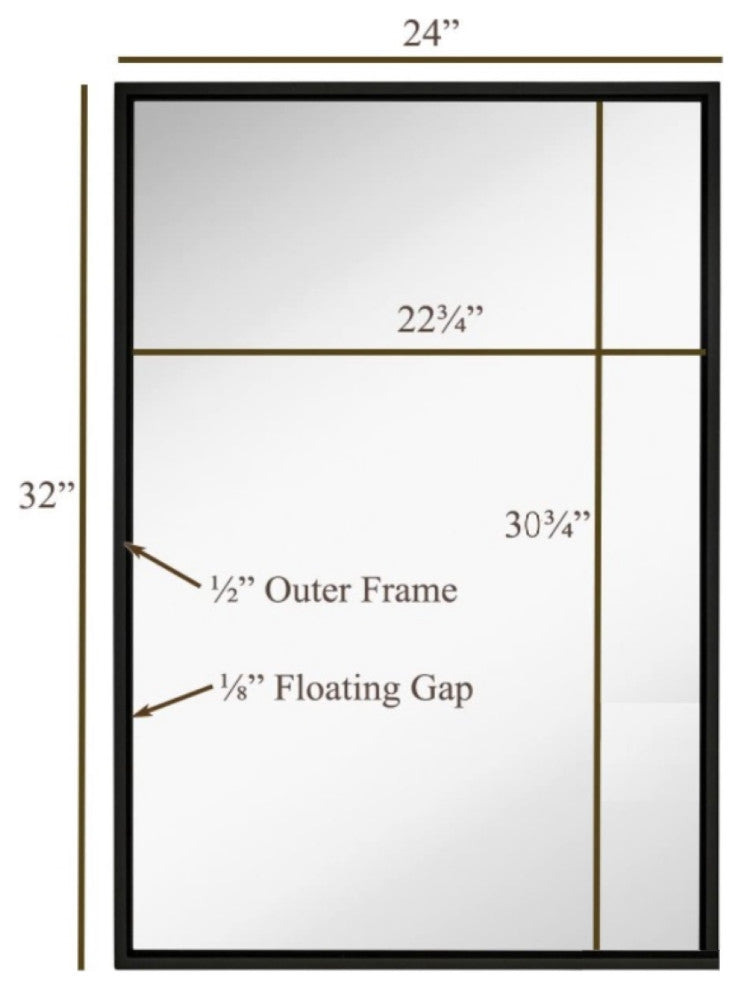 Vera 24 in. x 32 in. Modern Rectangle Framed Matte Black Wall Mount Mirror