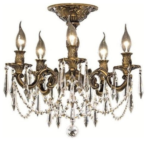 Elegant Rosalia Flush Mount, Antique Bronze Finish With Royal Cut Crystal