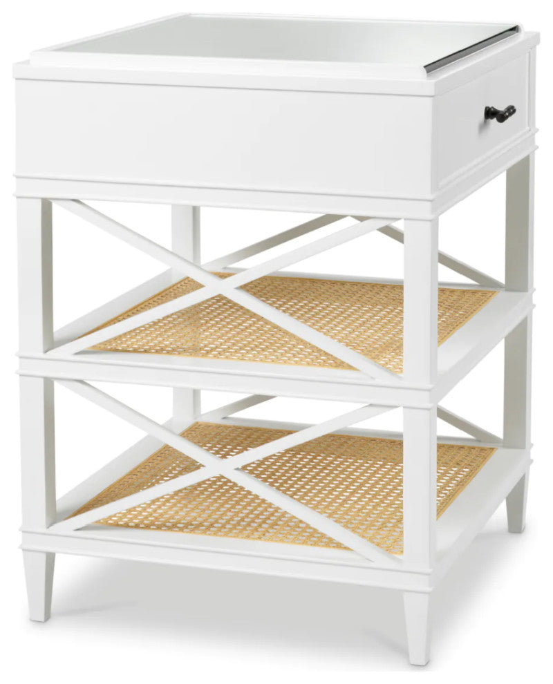 White 1-Drawer Side Table, Eichholtz Bahamas