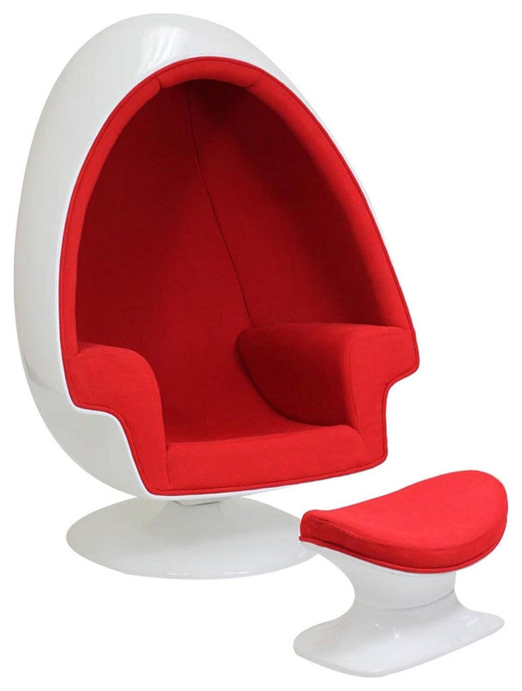 Modern Contemporary Living Room Lounge Chair and Ottoman Red