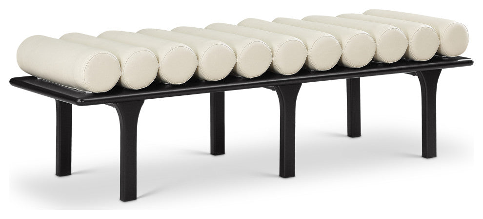 Landon Faux Leather Bench, Cream, Black Finish