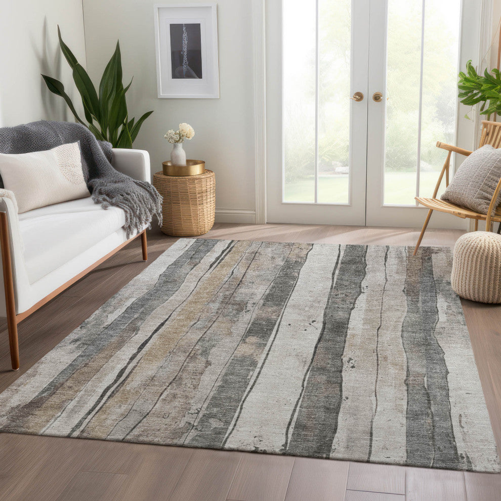 Machine Washable Indoor/Outdoor Chantille ACN1874 Putty 3' x 5' Rug