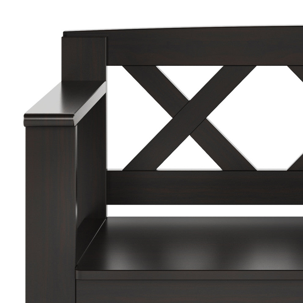 Amherst Solid Wood Small Entryway Storage Bench, Hickory Brown