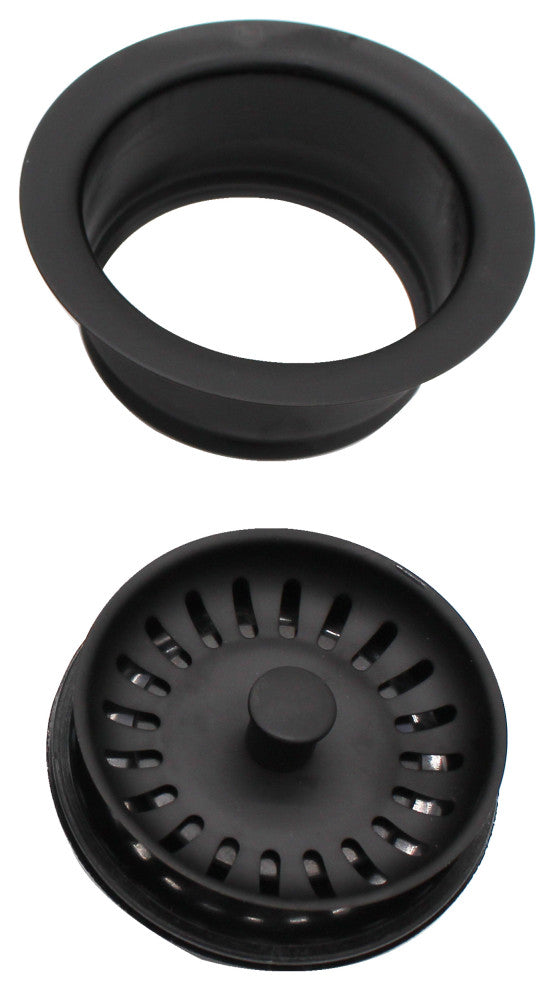 Insinkerator Style Disposal Flange and Strainer, Powder Coated Flat Black