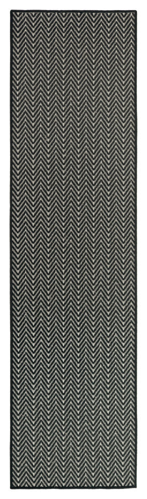 Nourison Horizon Indoor/Outdoor 2'2" x 8' Black Modern Rug