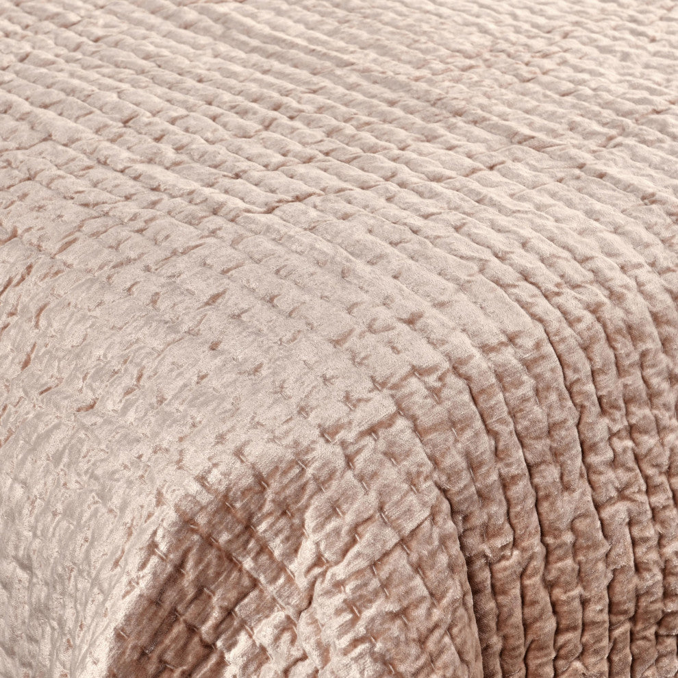 Dimitry Velvet Quilt by Kosas Home, Bliss Pink, King