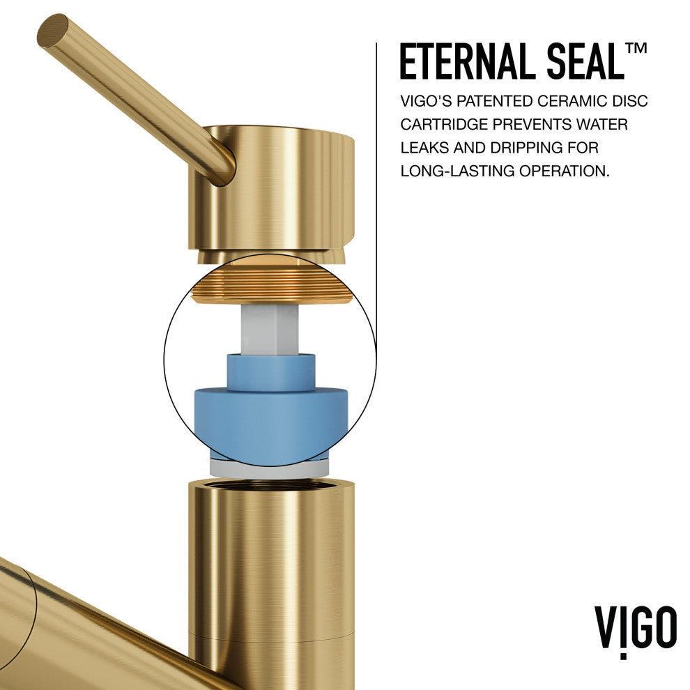 VIGO Branson 9" H Single Handle Pull-Out Sprayer Kitchen Faucet, Matte Brushed Gold, Without Extras