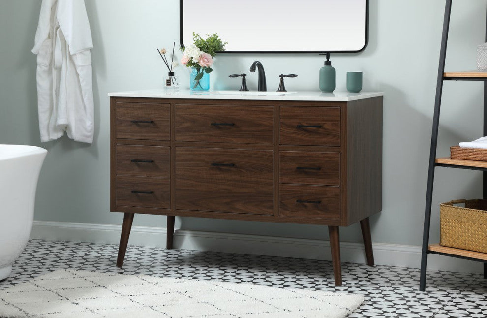 Home Living 22" Midcentury Modern Walnut-Light Bathroom Vanity
