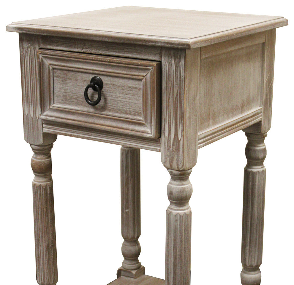 Urban Designs Ella Rustic Weathered Wooden Night Stand Accent Table