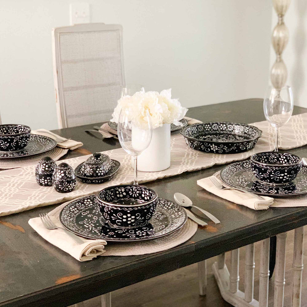 Encantada Handmade Dinner Plates, Set of 2, Ink