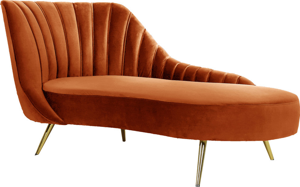 Margo Velvet Upholstered Set, Cognac, Chaise