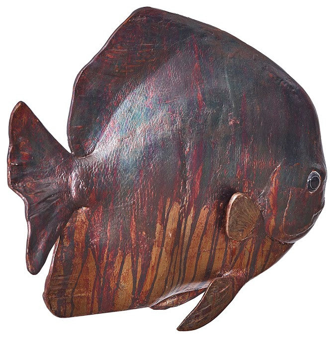 Australian Batfish Fish Wall Sculpture, Copper Patina