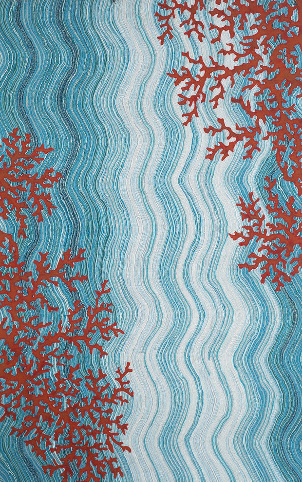 Visions IV Coral Reef Indoor/Outdoor Rug Water 8'x10'