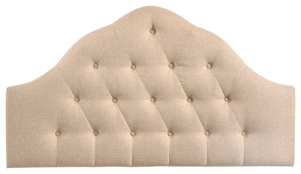 Modern Contemporary King Size Fabric Headboard, Beige Fabric