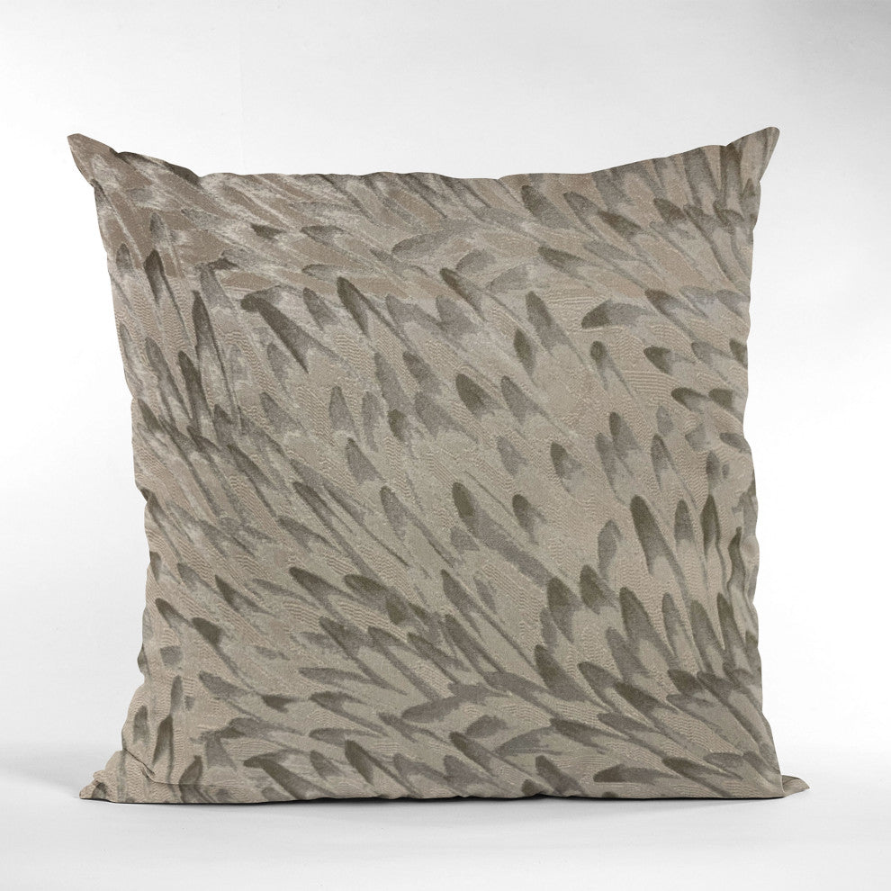 Plutus Brown Bird Feather Animal Luxury Throw Pillow, 18"x18"