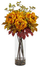 36" Peony and Berries Artificial Arrangement in Large Cylinder Vase