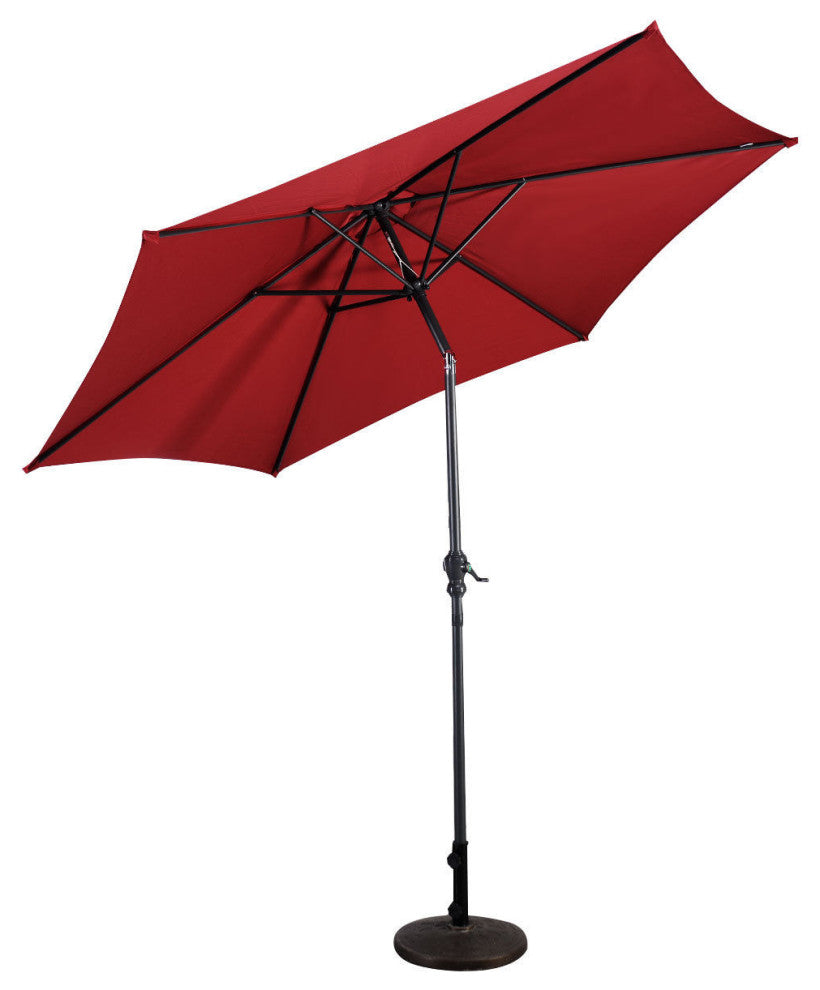 Costway 9FT Patio Umbrella Patio Market Steel Tilt W/ Crank Outdoor Burgundy