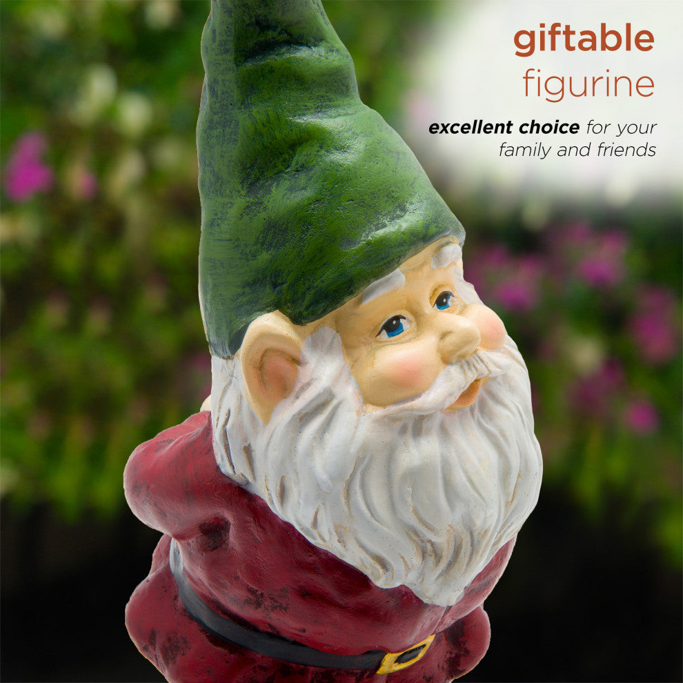 Bearded Garden Gnome Statue with Green Hat
