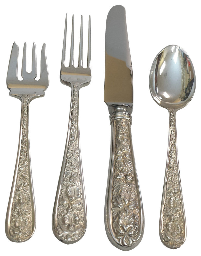 Kirk Stieff Sterling Silver Corsage 4 Piece Place Setting