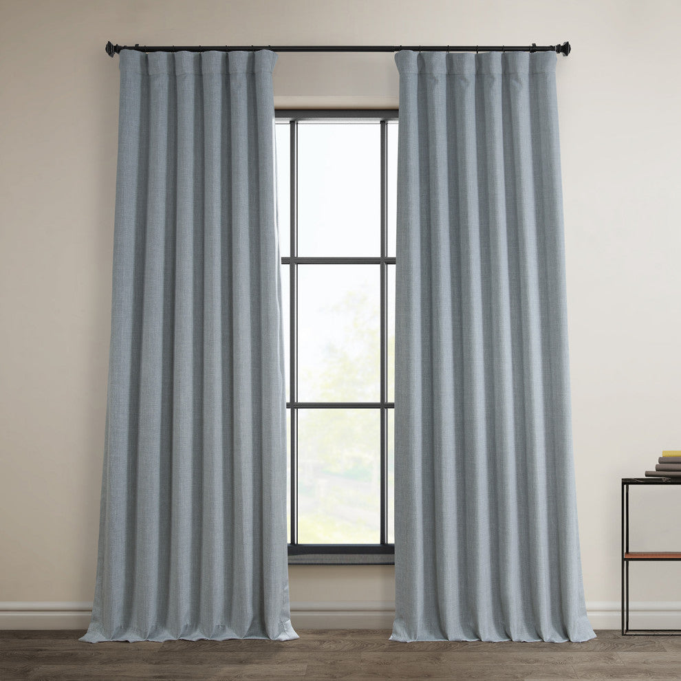 Faux Linen Darkening Curtain Single Panel, Heather Gray, 50"x108"