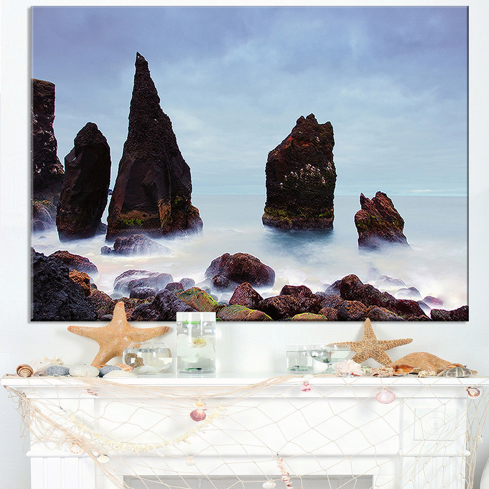 "Sharp Rocky Coastline Raykjanes" Wall Art, 60"x28", 1 Panel