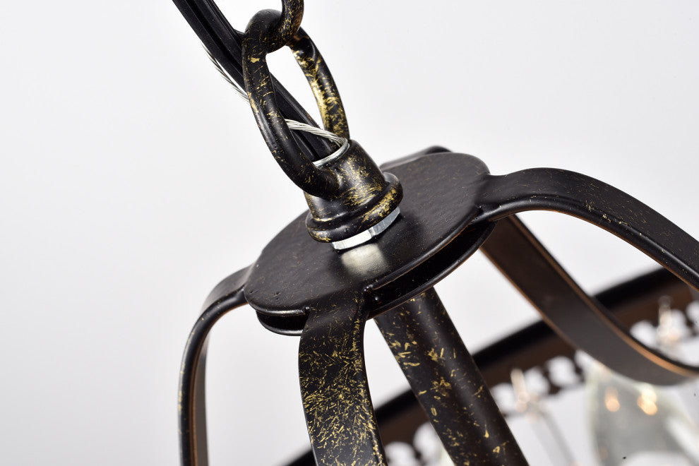 6-Light Antique Bronze Six Tier Crystal Chandelier  Glam Lighting