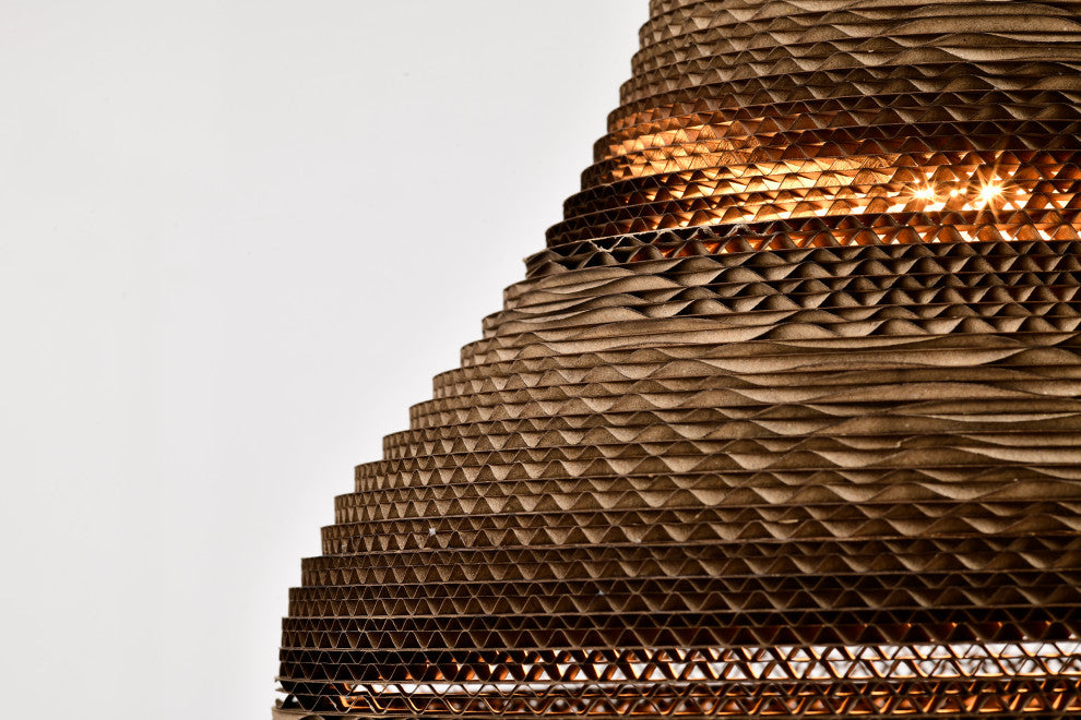 Matte Black Modern Nordic Style Pendant With Natural Brown Origami Paper Shade