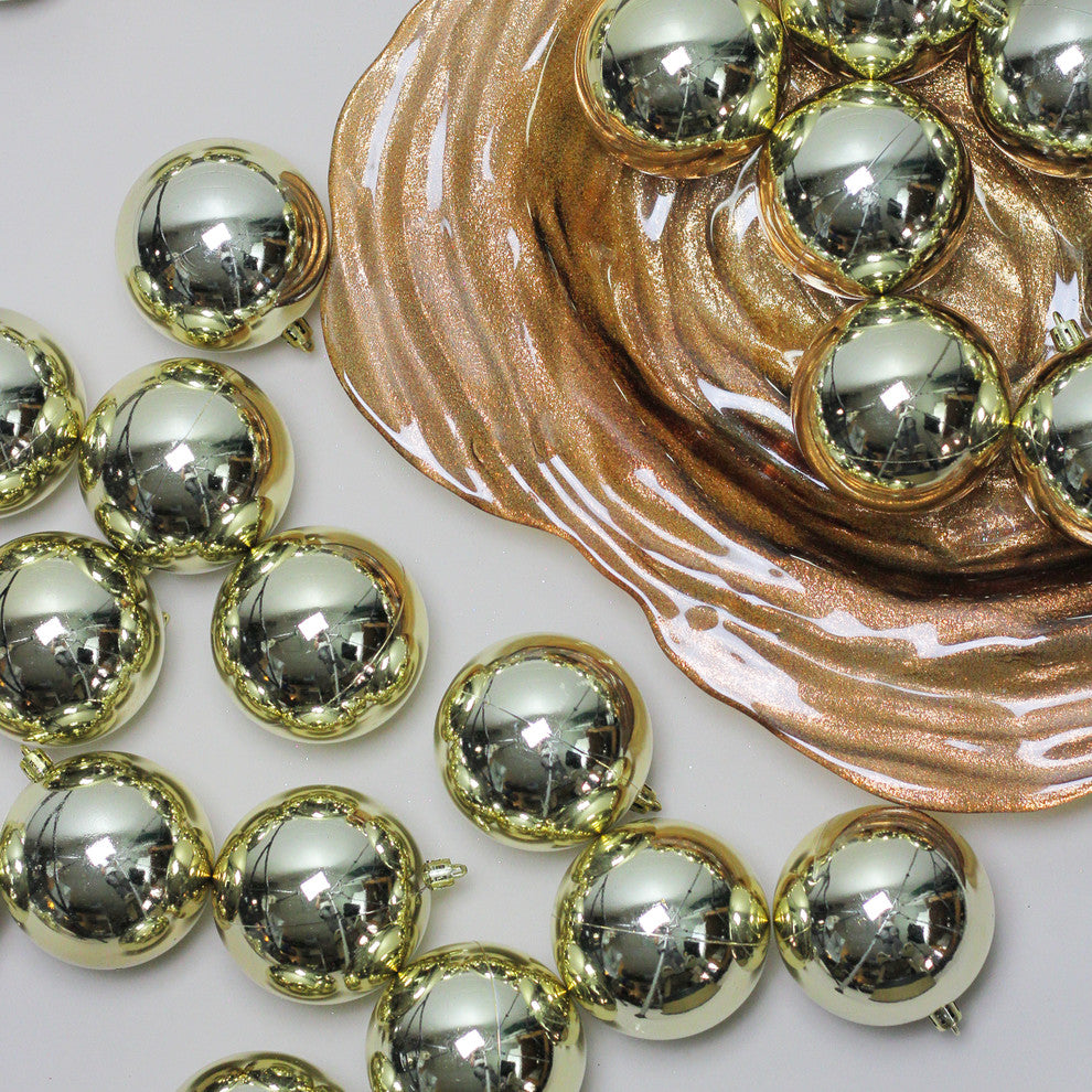 Gold Shatterproof Shiny Christmas Ball Ornaments 3.25", 80mm