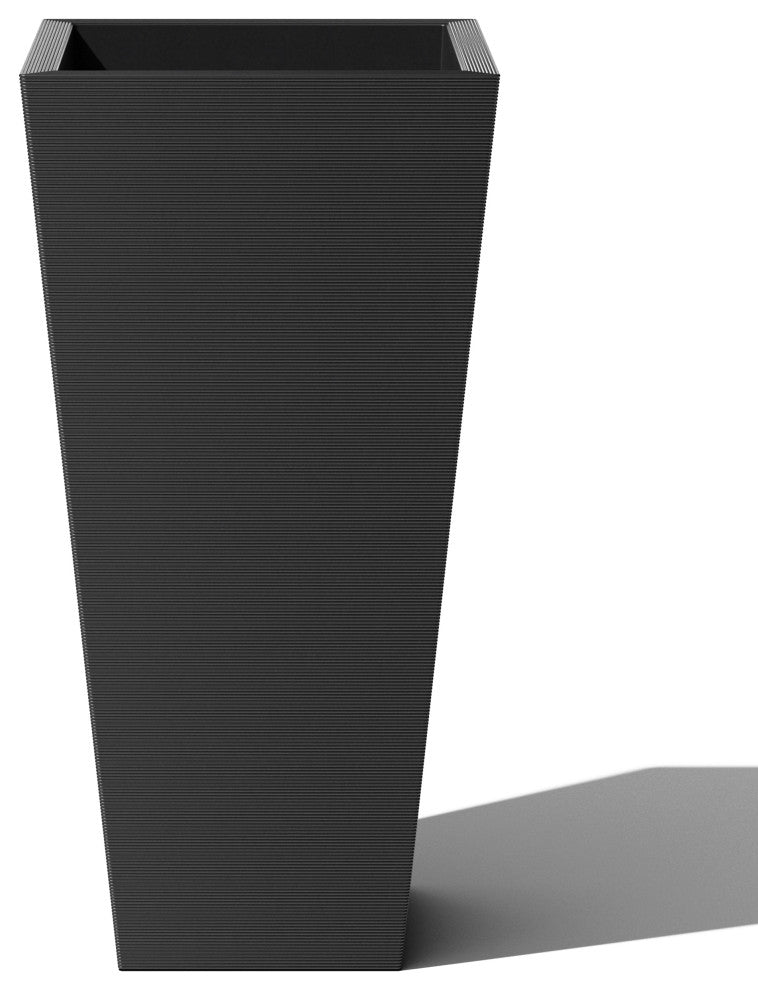 Pro Series Column Grooved Planter, 40", Black