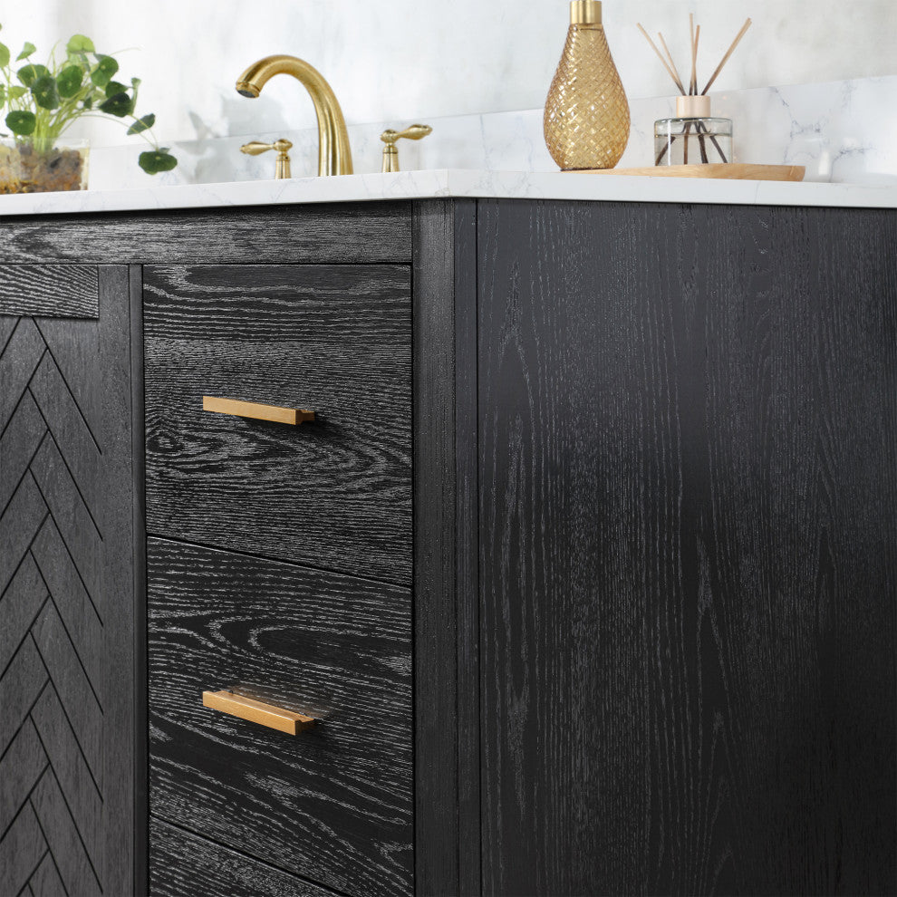Altair Gazsi Black Oak Bathroom Vanity Set, 60s", Without Mirror