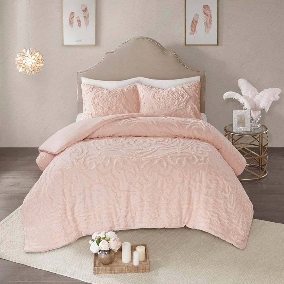 Madison Park Laetitia 3-Piece Tufted Cotton Chenille Medallion Duvet Cover Set